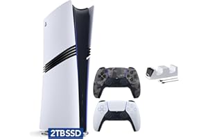 Sony PlayStation 5 Pro 2TB SSD Digital Console with Two Controllers, White and Gray Camouflage DualSense and Dual Controller Charger - Flagship PS5 Pro Console with Game Boost and Backwards Compatibility