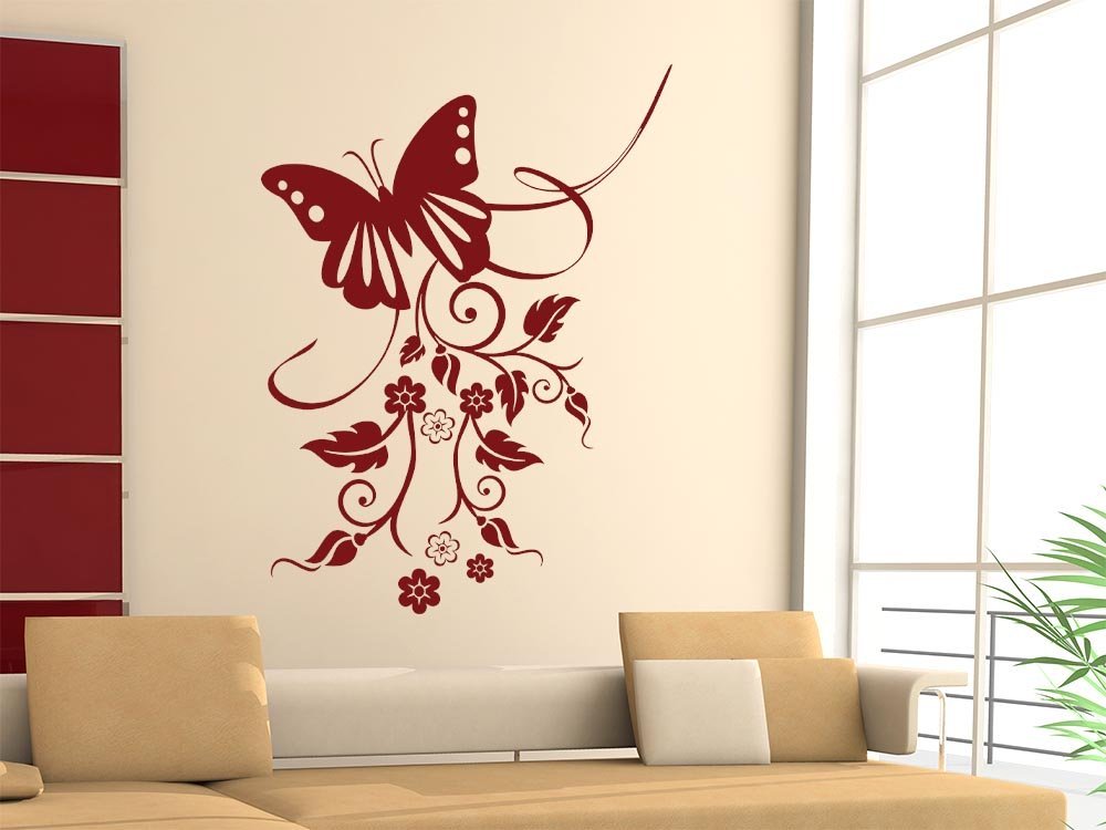 Wanddekoration Wandsticker Blumiges Motiv für Wohnzimmer, Wandfolie