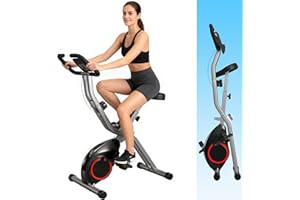 LINBOLUSA Foldable Exercise Bike for Small Apartments, Stationary Bikes for Home, Indoor Portable Cycling Bike with 16-Level Magnetic Resistance, 260LBS Capacity, 5.5 LBS Flywheel, for Small Space Workout 816