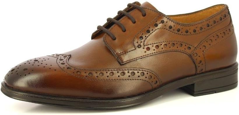 ALBERTO TORRESI Men's Handmade Geniune Leather Classic LACE UP Closure Brogue Dress Oxford WISKY Brown Formal Shoes