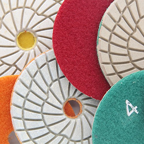 Easy Light 4 Inch 4-Step Diamond Wet Polishing Pads Abrasive Tool for Granite Marble 4 Pcs