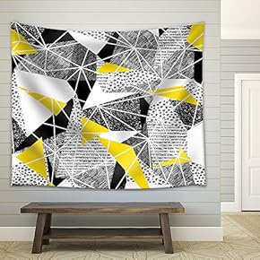 Vector - Geometric Seamless Pattern in Retro Style. Vintage Background - Fabric Wall Tapestry Home Decor - 51x60 inches
