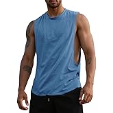 QOSOQ Mens Gym Sleeveless Tank Top Workout Muscle Shirt Cut Open Quick Dry Bodybuilding Vest 1/3 Pack