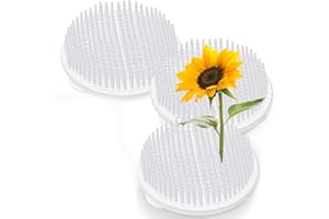 ALIMTEE 3 Pcs Clear Japanese Floral Frogs, 2.76" Plastic Ikebana Kenzan Flower Arrangement Pin Frog Holder with 3 Mini Suction Cups on Bottom, Fixable on Uneven Glass Ceramic Vase