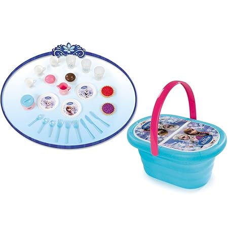 Unbekannt Disney Frozen die Eiskönigin Puppenservice im Picknick-Korb für 3 Kinder 26cm: Picknickkorb Puppen Geschirr Service