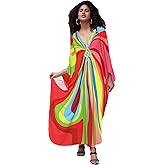 Kaftan Dresses for Women Wave Neck Swimsuit Cover Up Caftan Dress Plus Size Oversized Long Beach Dress