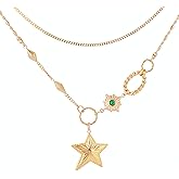 Vexlyon Dainty Gold Necklace for Women - Star Necklace, Starfish Pendant, Non-Tarnish 14K Gold Plated Charm Necklaces, Birthday Gifts for Women