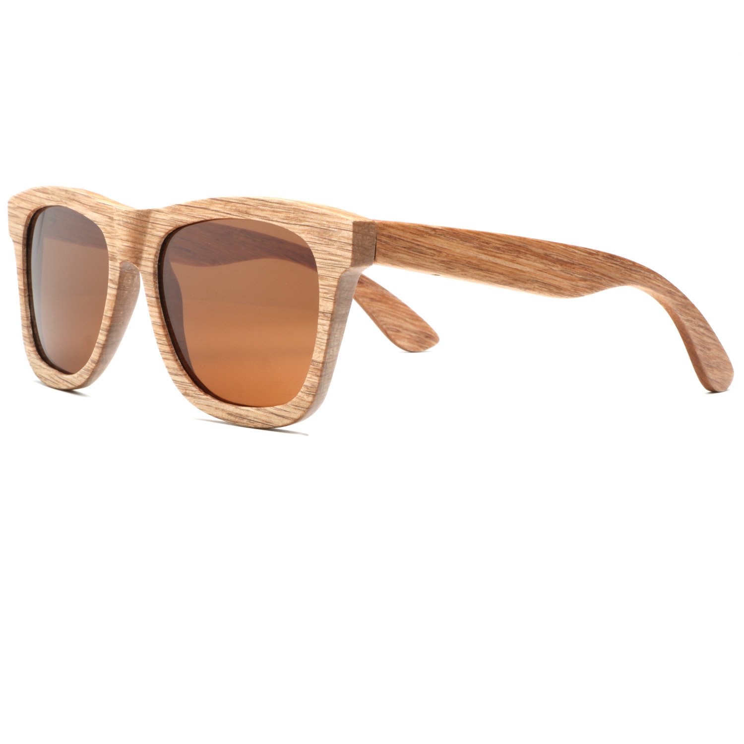 ABLIBI Handmade Real Bamboo Wood Sunglasses Polarized Lens With Wood Box (Beech Grey, Brown)