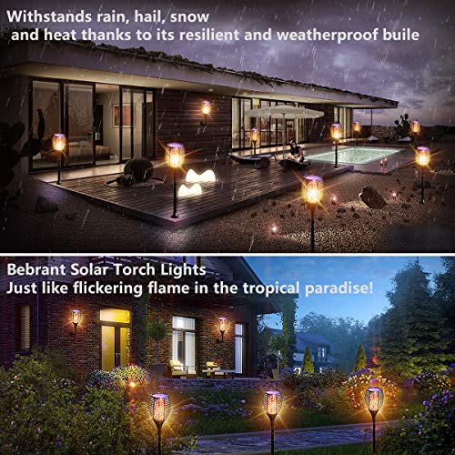 Solar Torch Lights Upgraded 42.4 Inch Flickering Flames Solar Lights Outdoor Landscape Decoration Lighting Dusk to Dawn Waterproof IP65 Security Garden Lights for Patio Pathway Driveway(2) (Yellow)