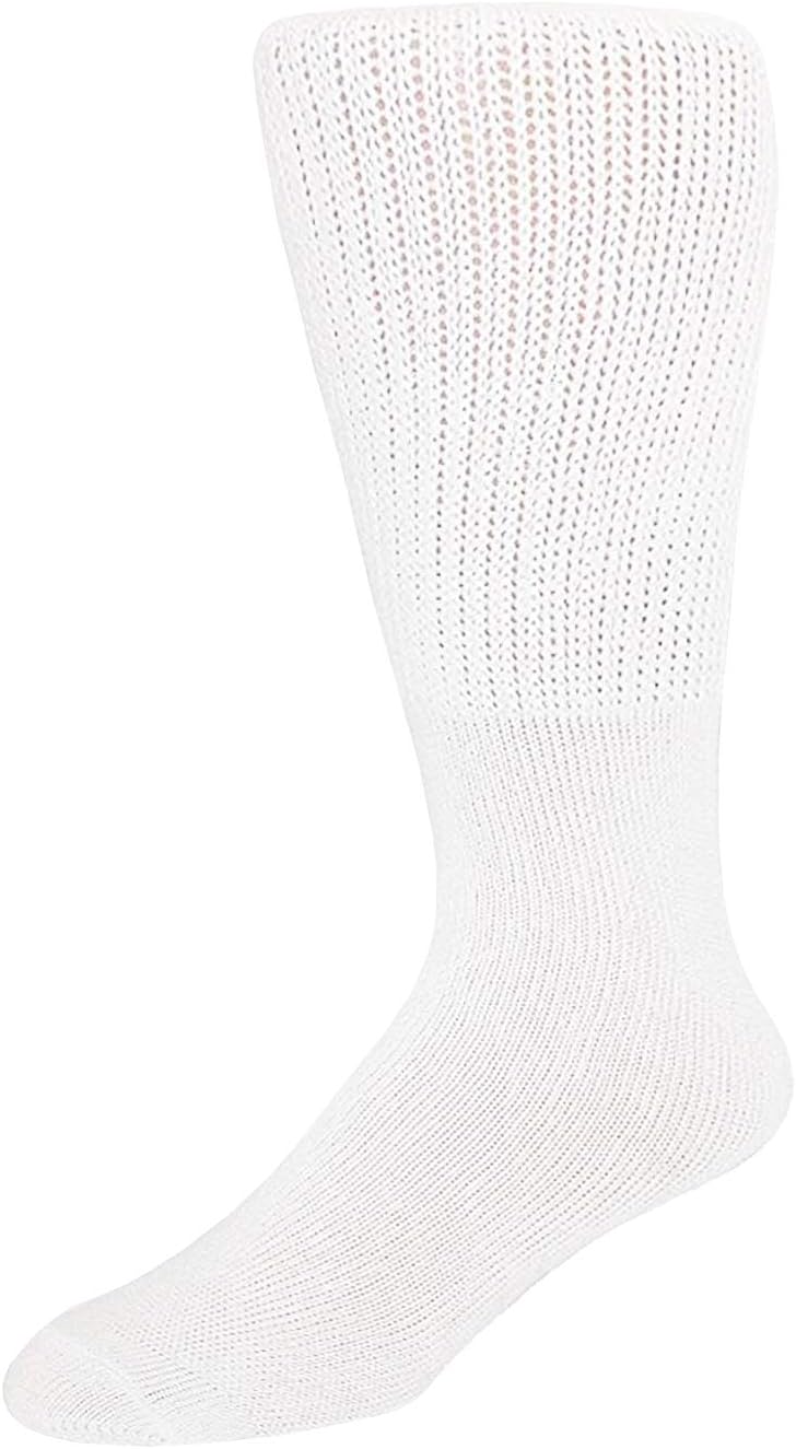 2 Pairs of Extra Wide Diabetic Socks, Mid/Over The Calf Medical Swollen Feet Socks (Black): Health & Personal Care