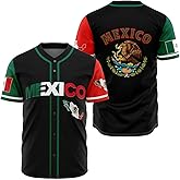 Men's Mexico Baseball Jersey, Eagle Mexico Baseball Button Down Jersey Shirts, Mexican Flag Baseball Jerseys Sports Shirt