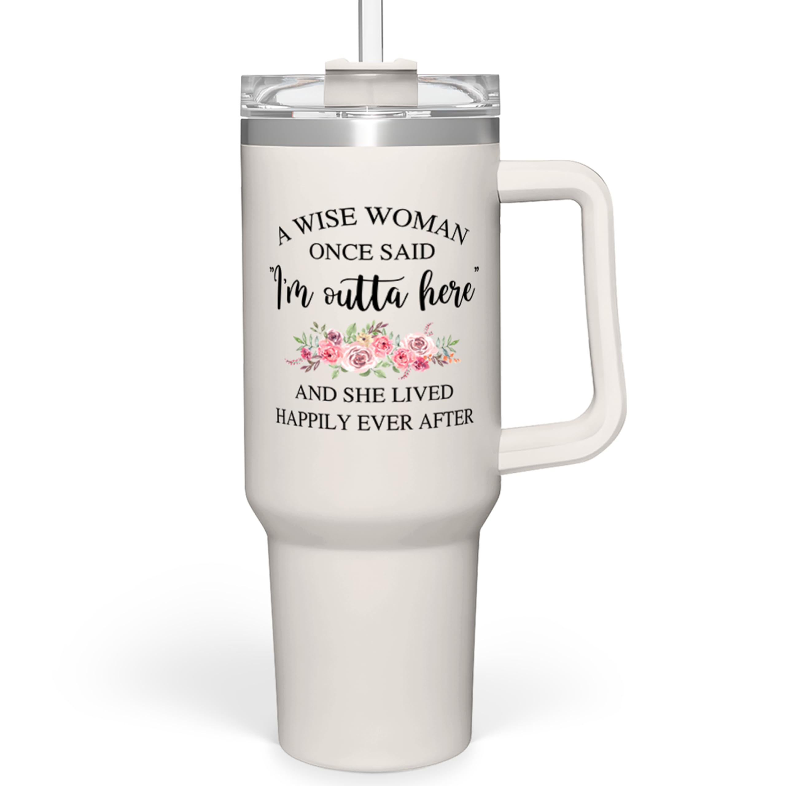 Photo 1 of SANDJEST Retirement Tumbler 40oz Stainless Steel with Handle and Straw - Happy Retirement Gifts for Coworkers & Colleagues