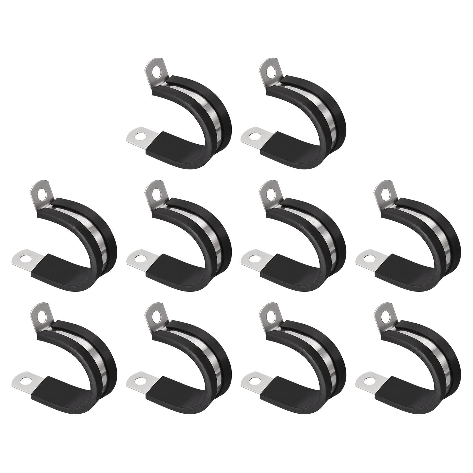Unifizz 20Pcs 1-1/8 Inch(28mm) Cable Clamp, Rubber Cushioned Insulated Clamp 304 Stainless Steel R Shape Bracket Metal Hose Clamp Tube Holder for Pipe Wire Tube