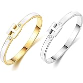 Gold H Bracelets for Women, 18K Gold Plated Bangle Bracelets Dainty Non Tarnish Bracelet Jewelry Christmas Mothers Day Gifts for Women