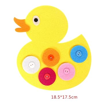 sibina Effective Hand Zipper Button Toy Kindergarten Education Tool Manual DIY Weave Cloth Early Education Learning Toys(None Button Yellow Duck)