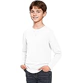 ZUEMET Boys Long Sleeve Shirts Cotton Crewneck T-Shirts for Boy Kids Basic Tee Sweatshirt 7-14 Years