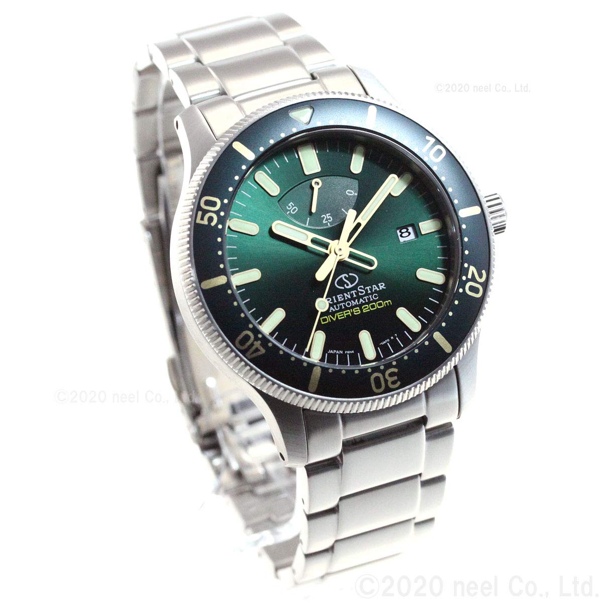 ORIENT STAR(オリエントスター) RK-AU0307E Men's Automatic Watch, 200 Meter Diver, Mechanical Silicone Band, Water Resistant for 200m Air Submersion, Green, Dial Color - Green, Watch Sports Diver, 666.6 ft (200 m),