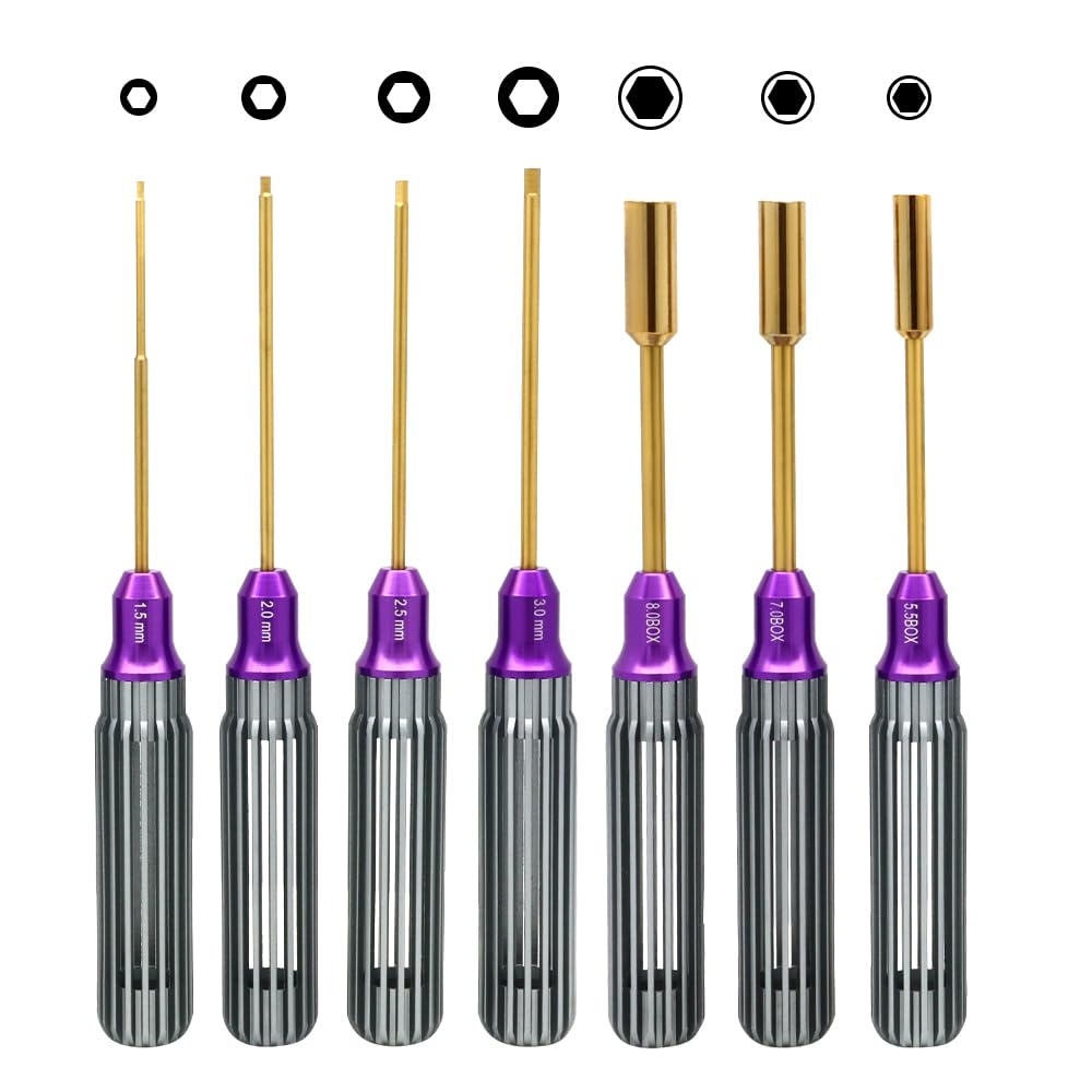 AneegFPV RC Tool Kit Screwdrivers Set,Durable Screwdriver Sets Multi-Size of Hex Screw Driver Set Hand Tool (7)