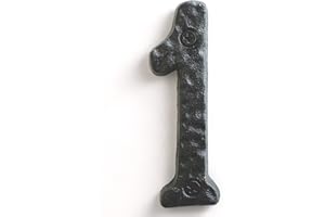 NACH House Numbers for Outside, 4 inch Black Address Numbers for House - Number 1 - Rustic Numbers for Outside with Mounting Hardware