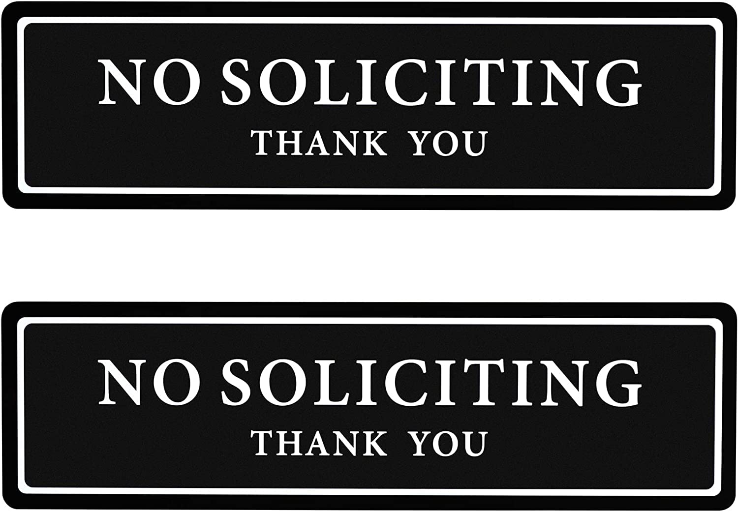 Photo 1 of 2 Pack No Soliciting Sign for House — Keep Solicitors Away, with Strong Adhesive Tape for Any Surface, 8.2 × 2.4 Inch, Stylish & Prominent Design, Perfect for Home Office Front Doors, Walls, Windows