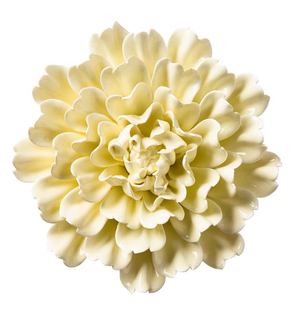 Vivaterra Ceramic Wall Flowers - 8 Dia. Pale Yellow