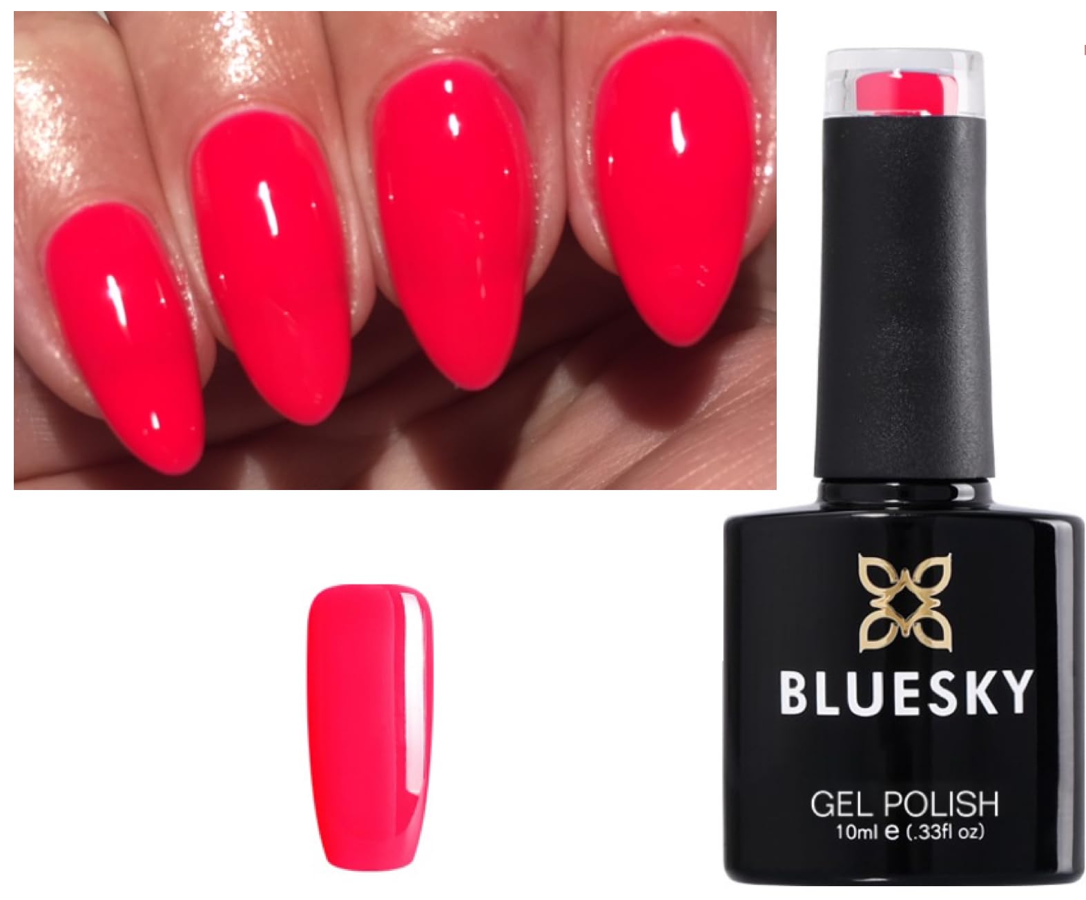 Bluesky Nail Gel Polish Neon Red / Hint of Pink Summer Colour FRUIT TWIST NEON 25 UV LED Soak Off 10ml