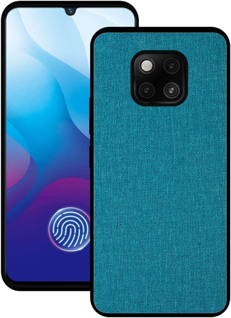 Huawei Mate 20 Pro Case, CJ Sunshine Huawei Mate 20 Pro Mobile Phone Shell with Fabric PU Back Cover All-Inclusive Shatter-Resistant Hard Shell Silicone Soft Edge Case for Huawei Mate 20 Pro(Navy)