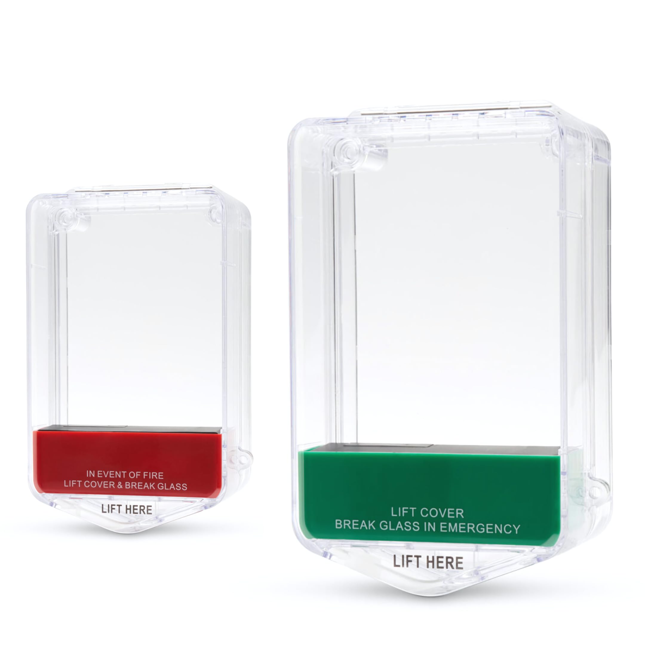 SecureMyDoor Call Point Cover Protector with Sounder Alarm | Surface or Flush Mount | Red & Green Colour Messages | Emergency Exit Release Cover with Lift Motion