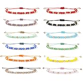 Bohxantium 12PCS Natural Stone Gold Beaded Bracelets Stack for Women - Colorful Adjustable Stackable 14K Gold Plated Crystal Beads Rope Bracelets Set, Healing Fashion Dainty Jewelry Friendship Gift