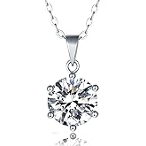 IMOLOVE Moissanite Solitaire Pendant Necklaces for Women Sterling Silver with 18K White Gold Plated 1-3 Carat D Color VVS1 Clarity Mossanite Jewelry for Women