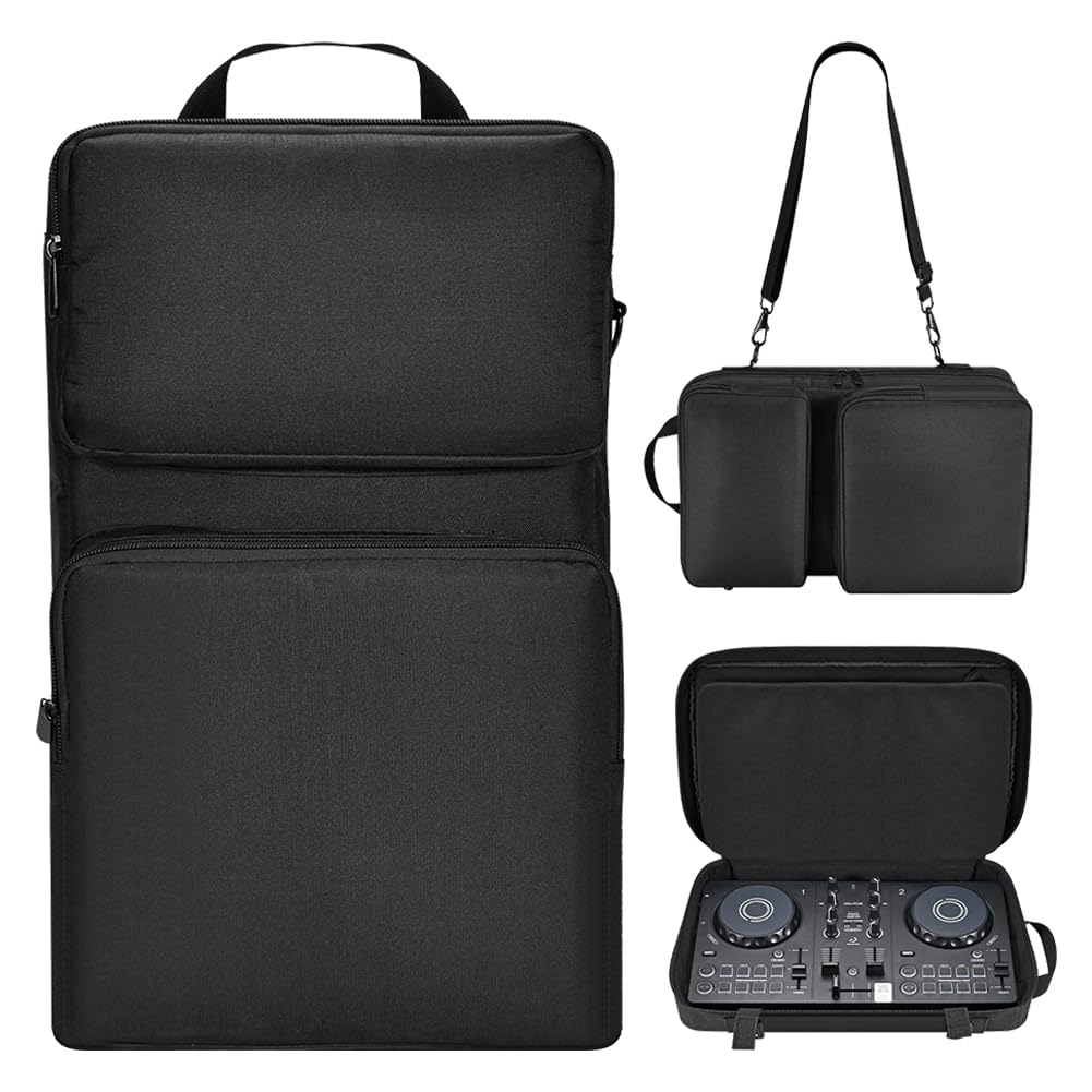 Janjunsi DJ Controller Case for Pioneer DDJ-200 / DDJ-WeGO4, for AlphaTheta DDJ-FLX 2, for Hercules Inpulse 200/200 MK2 DJ Controller Travel Carrying Cover with Shoulder Strap