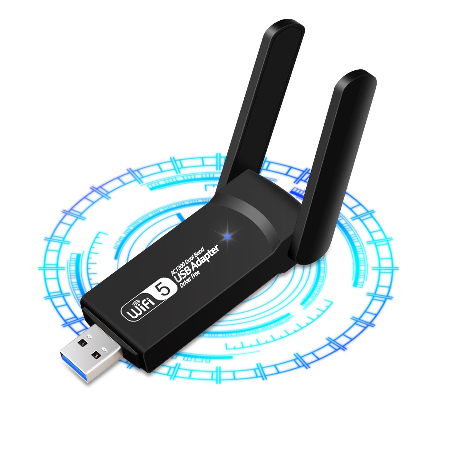 Photo 1 of 1300MbpsUSB WiFi Adapter for Desktop PC,Free Driver Wireless Network Adapter Dual Band 2.4G 5.8G,Wi-Fi Dongle Compatible with Windows 11/10