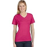 Bella 6405 Womens Relaxed Jersey Short Sleeve V-Neck Tee - Berry44; Large