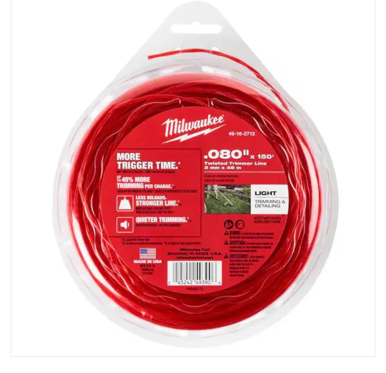Milwaukee Electric Tools 49-16-2712 Trimmer Line 80" x 150"