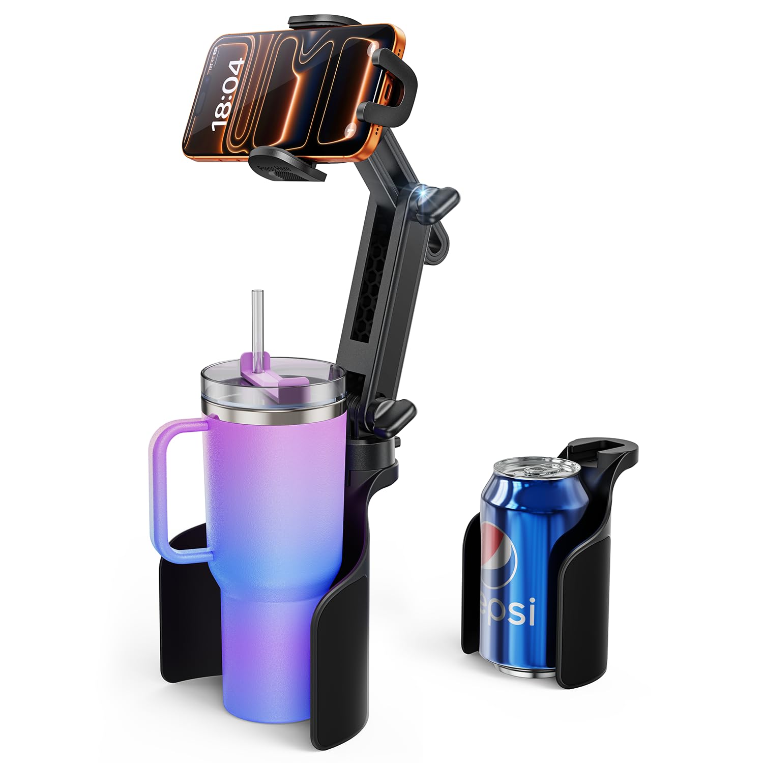Cup Holder Phone Holder For Your Car 2-In-1 Hold Bottle 2026 Ultra Stable Cup Holder Cell Phone Mount For Car with 2 Size Base Universal Fit Car Trunk Fit iPhone Android Hands Free High Adjustable