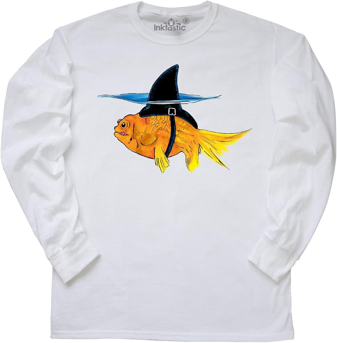 inktastic Funny Goldfish with Shark Fin Long Sleeve T-Shirt