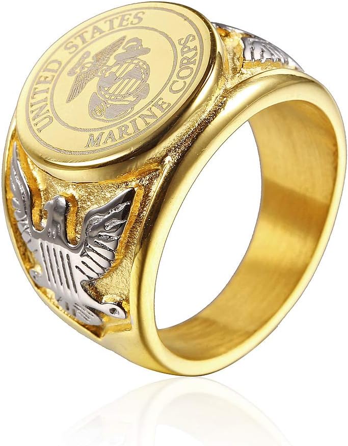 Men's Personality Eagle US Army Logo Titanium Steel American Soldier Badge Rings