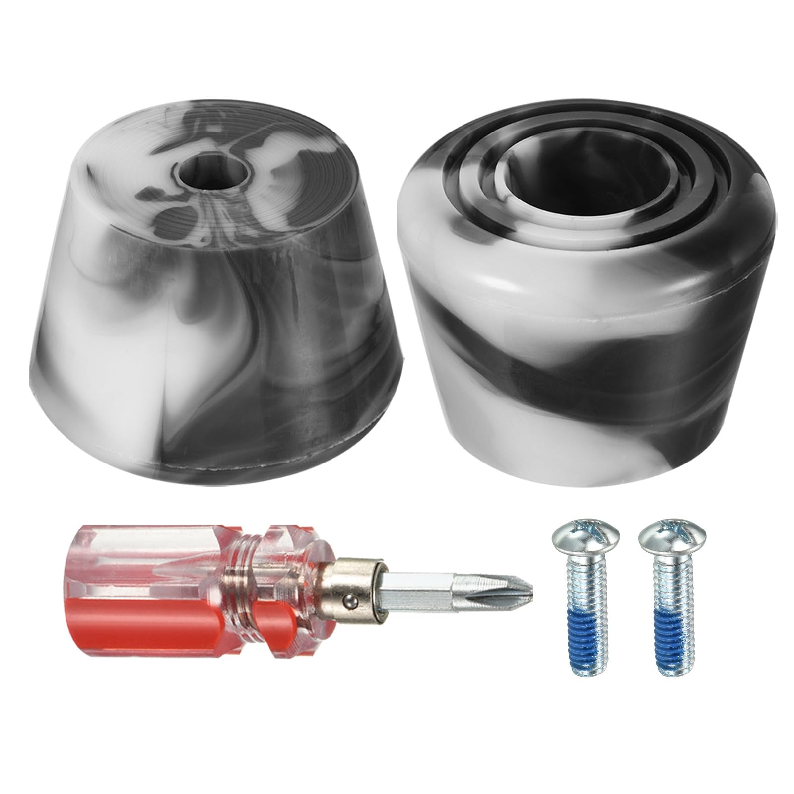 M METERXITY Roller Skate Stopper - Rubber Brake Block Toe Stops, Adjustable with Screwdriver, Apply to Roller Skate (1.46 Inch 1.85 Inch Dia, Mixed Black White)