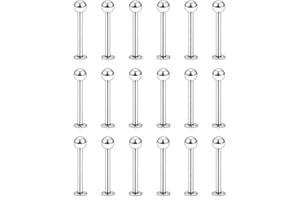 Yaalozei 20G 16G 14G 12G Lip Labret Monroe Medusa Ring Studs 316L Surgical Steel Tragus Helix Cartilage Earring Tongue Cheek Dimple Piercings Jewelry Bar Length 6mm 8mm 10mm 12mm 14mm 16mm 19mm 18PCS