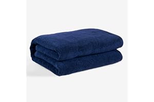 SALBAKOS 100% Turkish Cotton Jumbo Bath Sheet Towel Oversized 40x80 inch | Premium Hotel & Spa Quality, Soft, Absorbent, XL Bath Towels | Made in Turkey (Pack of 1, Navy, Jumbo Bath Sheet)