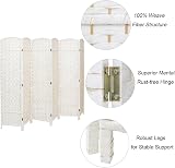 INMOZATA Handwoven Wicker Room Divider 6 Panel Foldable Privacy Screen White view 4