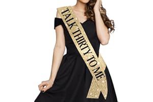 MAGICSHOP4U Talk 30 to Me Sash in Gold Glitter. Talk Thirty to Me Sash is a Must in Your 30th Birthday Decorations. 30th Birthday Sash; Dirty 30 Birthday Decorations.