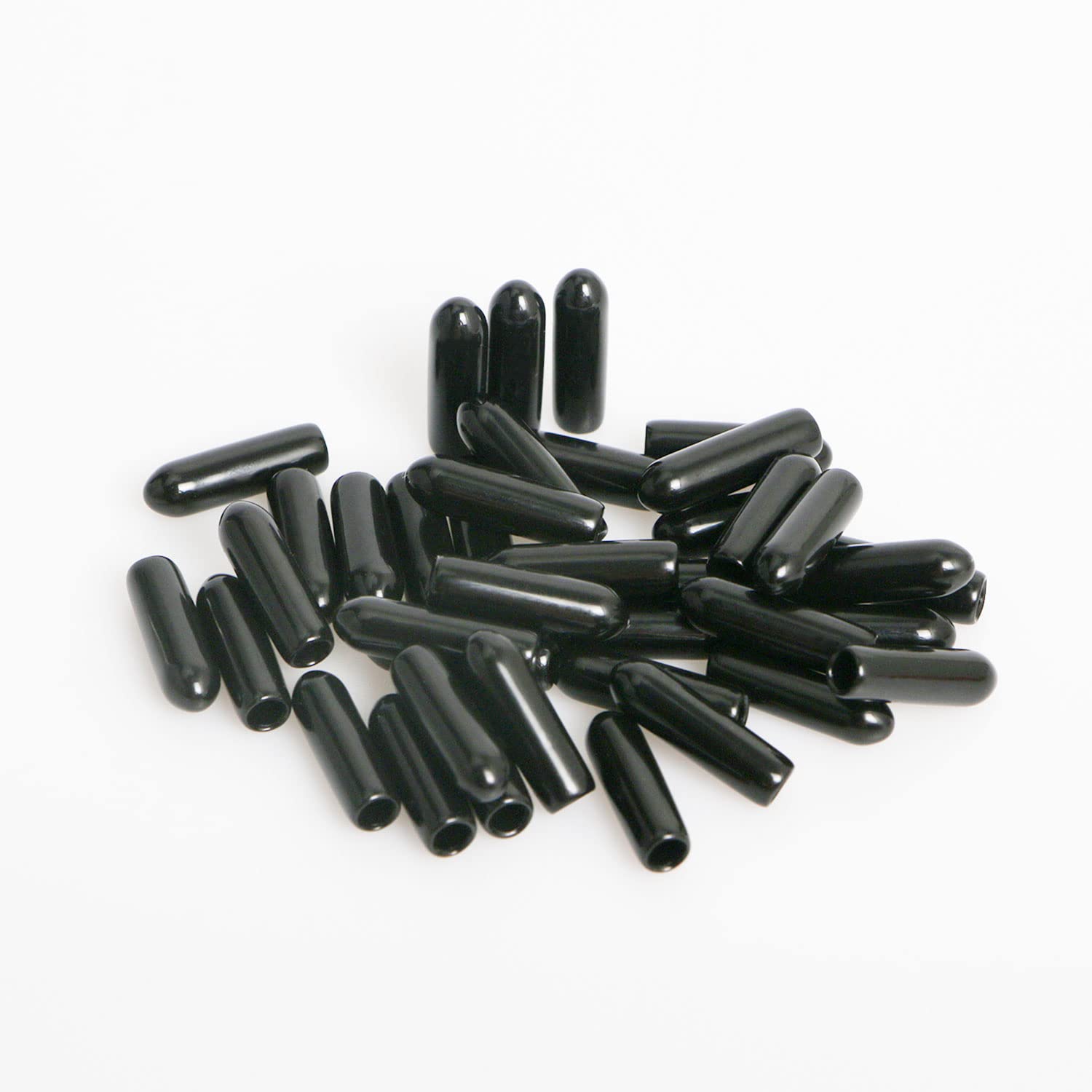 Ohamtes 50PCS ID3.5mm(9/64") Black PVC Rubber End Caps, Vinyl Flexible End Caps, Round Pipe End Caps, Bolt Thread Protector Safety Caps