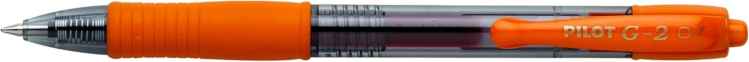 Pilot G2 Retractable Gel Ink Rollerball Pen (Pack of 5 Colours) Black, Blue,Red,Green & Orange), Orange,Blue,Green,Red,Black