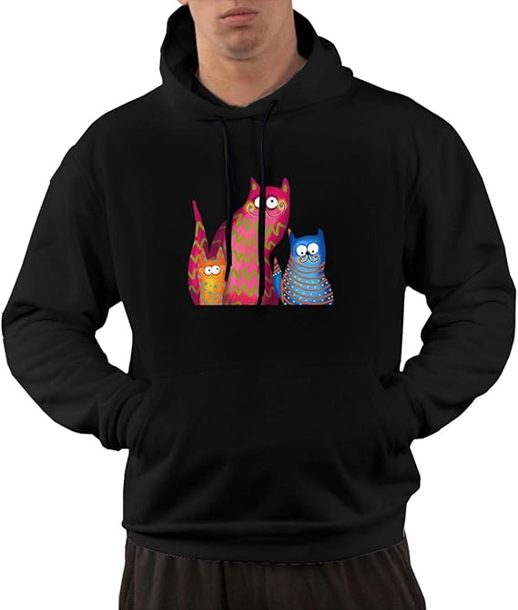 Cat Kitten Family Feline Animal Men's Long Sleeve Hoodie Casual