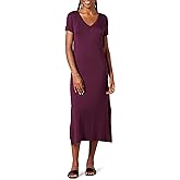 Amazon Essentials Women's Jersey V-Neck Short Sleeve Midi Length Dress
