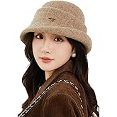 Elegant Faux Wool Fedora Bucket Hats for Women Vintage Felt Cloche Bowler Cap Warm Outdoor Headwear Fall Winter