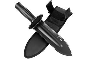 Flysocks Metal Detector Shovel Heavy Duty Double Serrated Digging Tool Depth Measurement, Digging Tool for Metal Detecting, Gardening, Hiking, Detecting Accessories for Metal