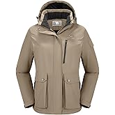 CAMEL CROWN Women's Waterproof Ski Jacket Warm Winter Snow Coat Hiking Windbreaker Hooded Outdoor Snowboarding Jacket