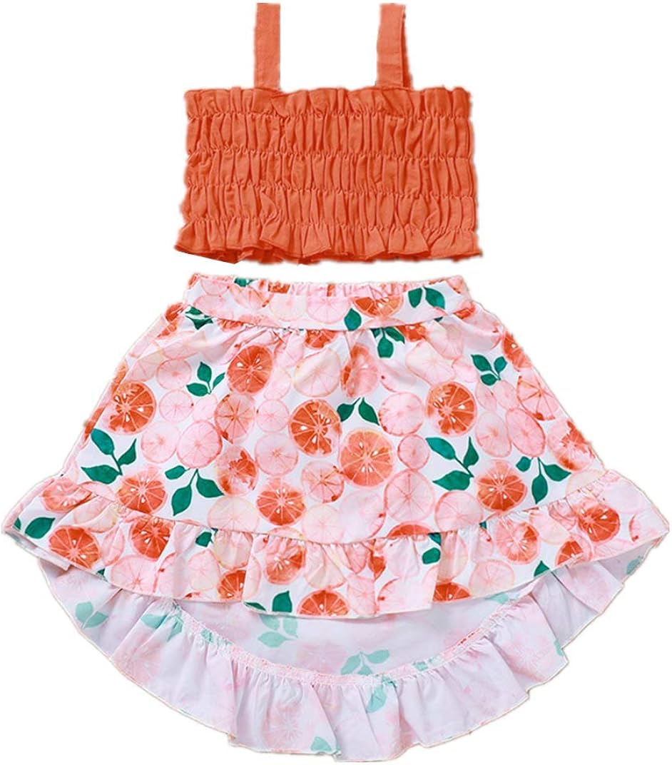 amazon com toddler baby girls outfit halter strap crop tops floral skirt kids clothes set 1 5t clothing amazon com